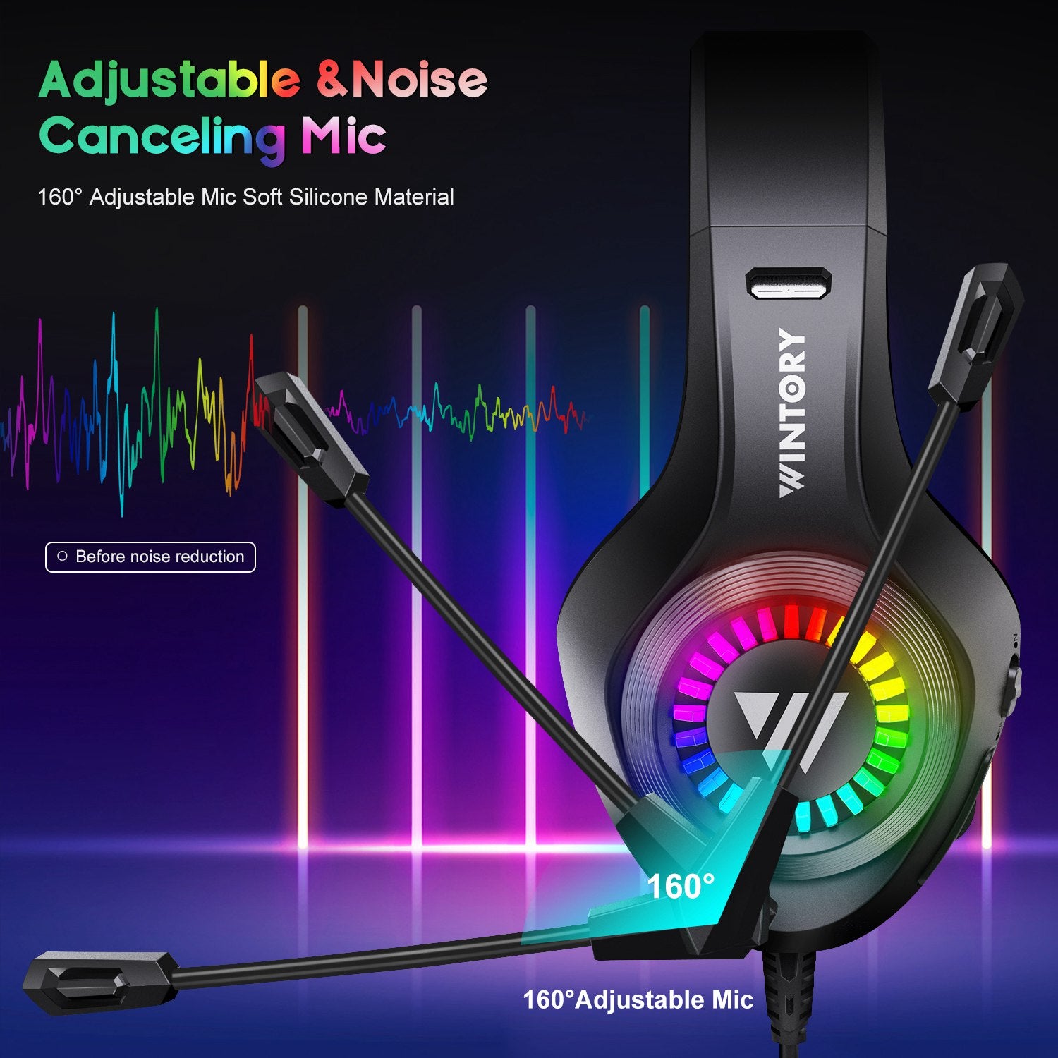 WINTORY M3 Wired Over-Ear E-sports Headphone Ergonomic Computer Gaming Headset with RGB Light WINTORY M3 Wired Over-Ear E-sports Headphone Ergonomic Computer Gaming Headset with RGB Light
